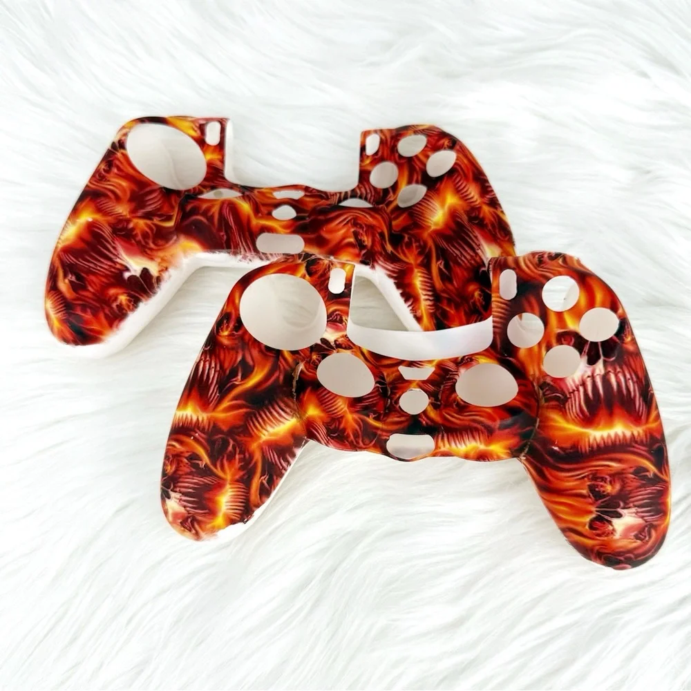 PS4 Controller Silicone Skins Bundle of 2 Red Skull